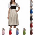 thumbnail image 1 of Xijirk Women's Dirndl Dress Traditional Bavarian Short Sleeve Stripe Floral Embroidery Midi Apron Costume for Oktoberfest Cosplay Theme Party,M, 1 of 8