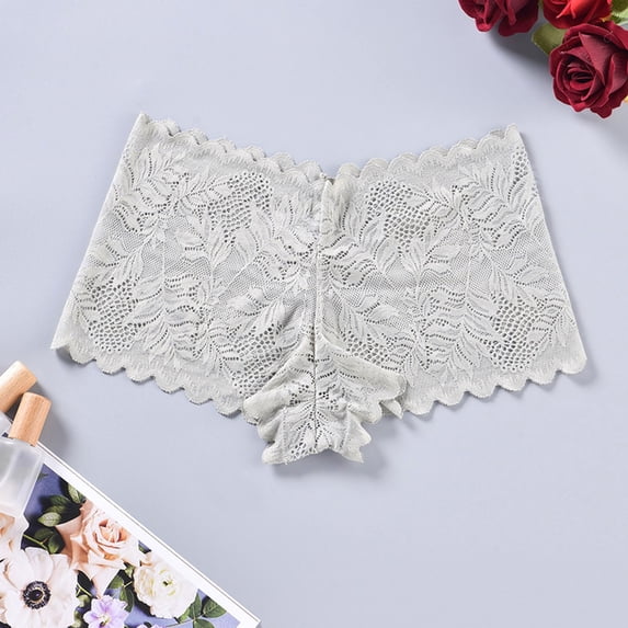 Xijirk Women's Floral Lace Boyshort Panties Scalloped Edge Comfort Everyday Underwear,S