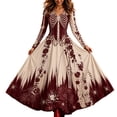 thumbnail image 1 of Xijirk Women's Halloween V Neck Long Sleeve Maxi Dress Skeleton Rose Spider Print for Halloween Cosplay Gathering,5XL, 1 of 4