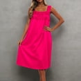 thumbnail image 1 of Xijirk Women's Ice Silk Nightgown Square Neck Sleeveless Ruffled Midi Sleep Dress,One Size, 1 of 3