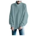 thumbnail image 1 of Xijirk Women's Outerwear Tops Off Shoulder Knitted Long Sleeve Loose Casual Cozy Women's Outerwear Tops for Winter Days,Blue,XL, 1 of 4