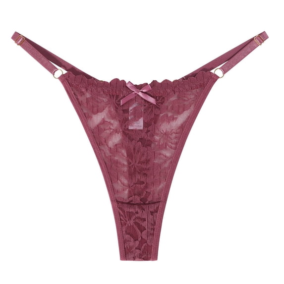 Xijirk Women's Lace Thong Panties Low Rise Adjustable Strap Underwear with Bow Accent,XS