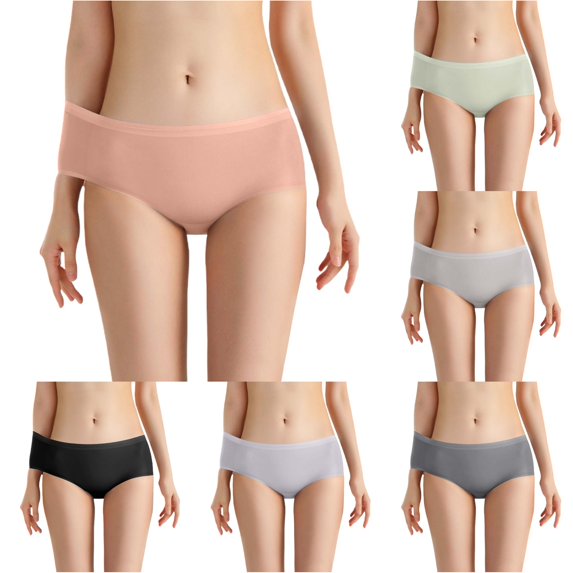Xijirk Women's Low Waist Brief Panties Lightweight Plain Knit Underwear with Seamless Smooth Edges for Daily Casual Wear,Pink,XXL