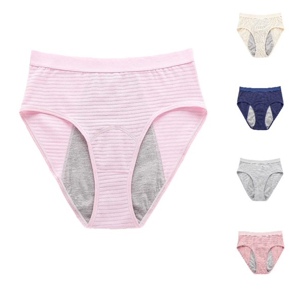 Xijirk Women's Mid Waist Brief Panties Leakproof Textured Underwear with Stretch Wide Waistband for Daily Body Care Wear,Pink,S