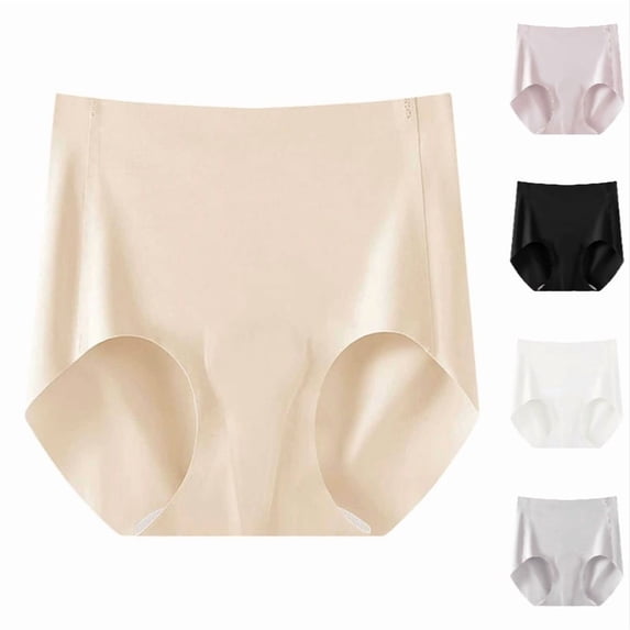 Xijirk Women's Mid Waist Brief Panties Seamless Smooth Underwear with Curved Cut Leg Opening for Daily Casual Wear,Beige,M