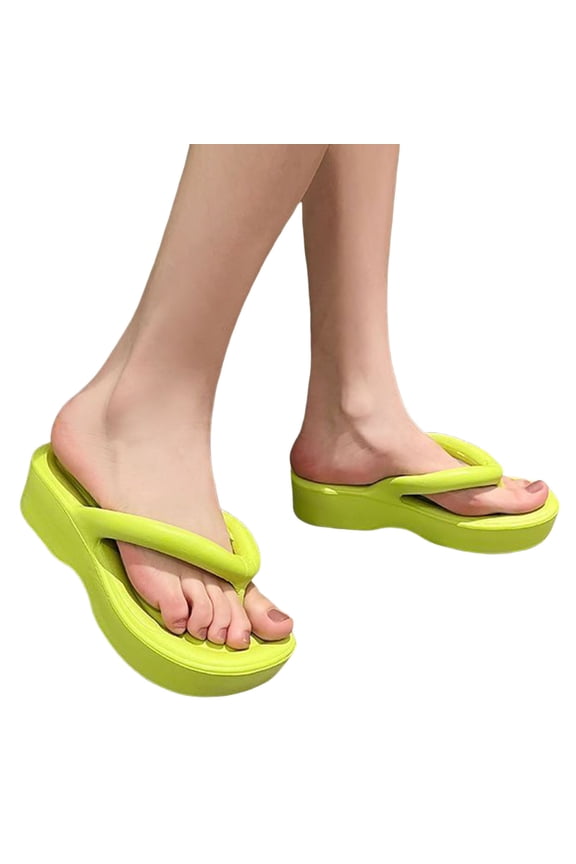 Women's Platform Flip Flop Sandals with Arch Support for Casual Comfort Summer Beach Wear,Z01 Green,6.5