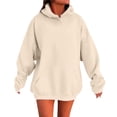thumbnail image 1 of Xijirk Women's Pullover Hoodies Drop Shoulder Solid Color With Front Pockets Stylish Lightweight Women's Pullover Hoodies for Weekend Comfort,Khaki,2XL, 1 of 5