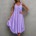 thumbnail image 1 of Xijirk Women's Satin Nightgown V-Neck Lace Ruffle Spaghetti Strap Sleep Dress,One Size, 1 of 3