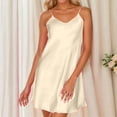 thumbnail image 1 of Xijirk Women's Satin V-Neck Chemise Adjustable Spaghetti Strap Mini Nightgown for Summer Sleep & Lounging,S, 1 of 3