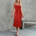 thumbnail image 1 of Xijirk Women's Satin V-Neck Slip Dress Spaghetti Strap Midi Length for Loungewear & Everyday Wear,M, 1 of 6