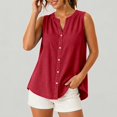 thumbnail image 1 of Xijirk Women's Sleeveless Notch Neck Blouse Button Front Curved Casual Summer Layering Top,L, 1 of 5