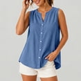 thumbnail image 1 of Xijirk Women's Sleeveless Notch Neck Blouse Button Front Curved Casual Summer Layering Top,M, 1 of 5
