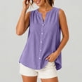 thumbnail image 1 of Xijirk Women's Sleeveless Notch Neck Blouse Button Front Curved Casual Summer Layering Top,XL, 1 of 5