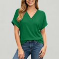 thumbnail image 1 of Xijirk Women's V-Neck T-Shirt Rolled Short Sleeve Casual Loose Fit Summer Tee,L, 1 of 5