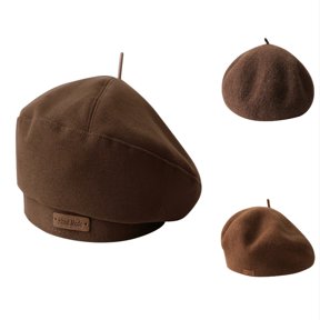 Xijirk Womens Beret Hat Split Seam Body Thin Top Protrusion Embossed Text Plate Rolled Lower Edge for Fall Winter Styling Daily Outside Moments,Brown,One Size