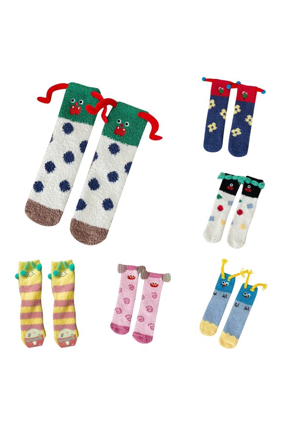 Xijirk Womens Fuzzy Cartoon Face Knee High Socks Cozy Socks Size:One Size