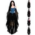 thumbnail image 1 of Xijirk Womens Gothic Renaissance Costume Off Shoulder Lace Up Flare Mesh Sleeve High Low Tulle Dress for Halloween Cosplay Party Role Play,BU2,S, 1 of 5