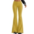 thumbnail image 1 of Xijirk Womens High Waist Flare Pants Solid Stretchy Knit Bell‑Bottom Casual Trousers No Pockets Size:2XL, 1 of 5