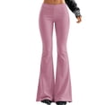 thumbnail image 1 of Xijirk Womens High Waist Flare Pants Solid Stretchy Knit Bell‑Bottom Casual Trousers No Pockets Size:L, 1 of 5