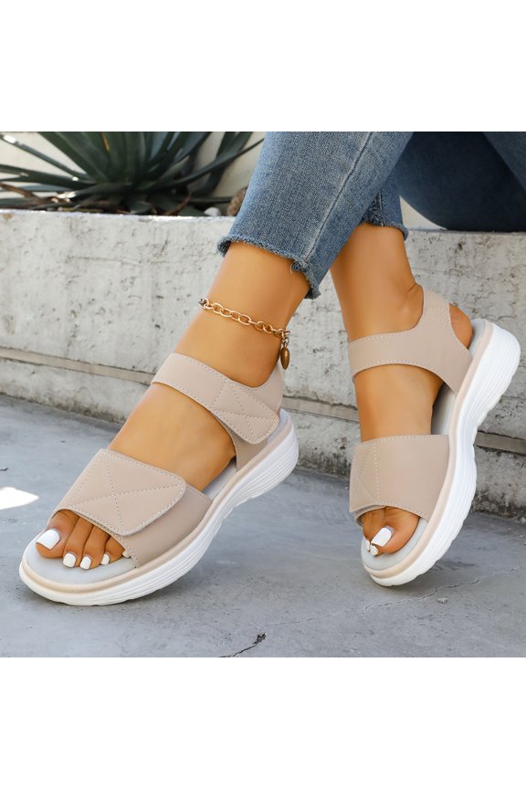 Womens Sandals,Plus Size Fashion Flat Sandals with Upper Design for Overseas Trade Casual Footwear for Wide Feet Comfort,,Beige,9