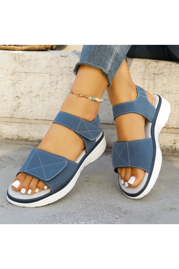 Womens Sandals,Plus Size Fashion Flat Sandals with Upper Design for Overseas Trade Casual Footwear for Wide Feet Comfort,,Navy,8