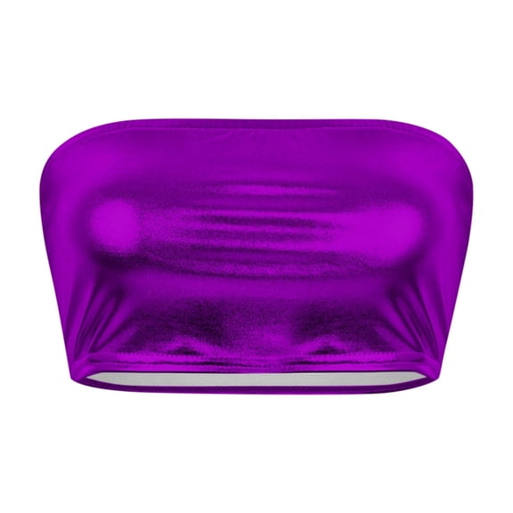 Xijirk Womens Solid Color Leather Bandeau Top Tube Top Stage Performance Undershirt for Nightclub and Evening Wear,Z02 Purple,XL