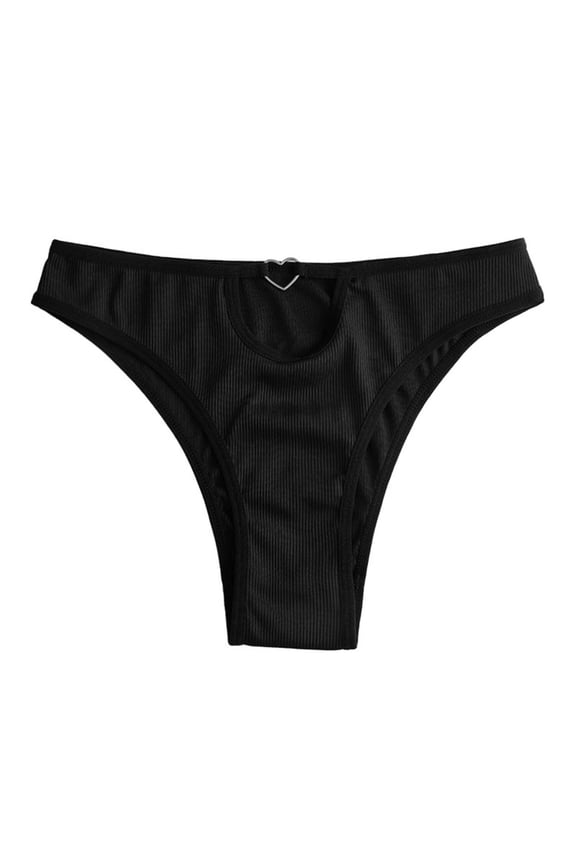 Womens Underwear,Briefs Multicolored Cotton Crotch Hollow Heart Button Design Comfortable Breathable Daily Wear,Panties for Women,Black,XS