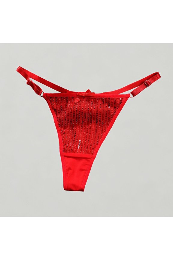Xijirk Womens Underwear High Waist Glitter T-Back Briefs Adjustable Comfort Daily Underwear,M