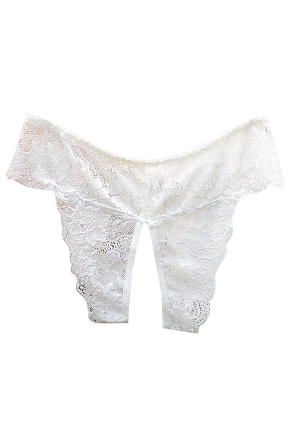 Womens Underwear,Panties Underwear Sexy Open Crotch Plus Size Low Waisted Spicy Lace Flirtatious Triangle Design Daily Wear,Panties for Women,White,3XL