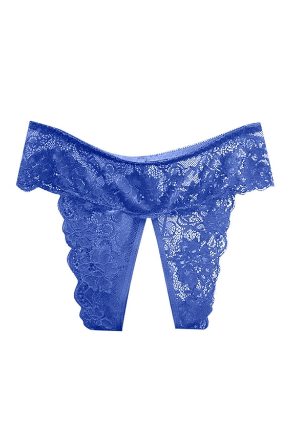 Womens Underwear,Panties Underwear Sexy Open Crotch Plus Size Low Waisted Spicy Lace Flirtatious Triangle Design Daily Wear,Panties for Women,Blue,XL