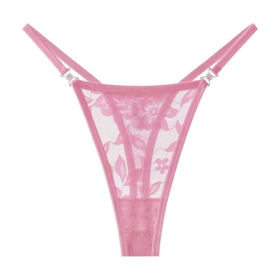 Xijirk Womens Underwear,Thong Underwear Lace Low Rise Design With Bow Detail Sheer Mesh Apparel Comfortable Breathable Soft Daily Wear,Panties for Women,Pink,L