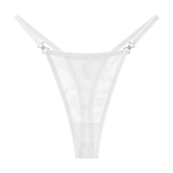 Xijirk Panties for Women,Embroidered Thong Panties Low Rise Floral Lace Breathable Soft for Sensual Daily Wear,Womens Underwear,L,White