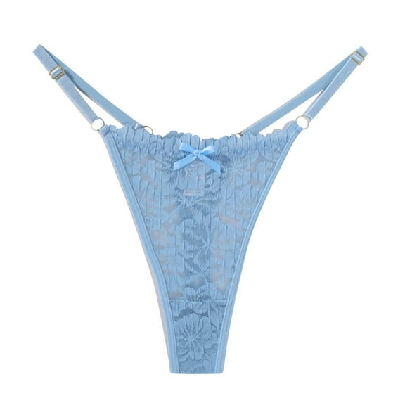 Xijirk Xijirk Panties for Women,Lace Thong Panties Low Rise Bow Tie Hollow Out Design Comfortable for Sensual Everyday,Womens Underwear,M,Blue