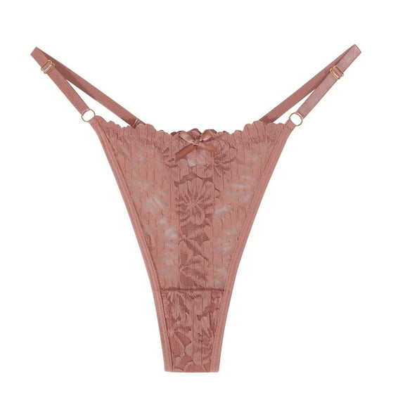 Xijirk Panties for Women,Lace Thong Panties Low Rise Bow Tie Hollow Out Design Comfortable for Sensual Everyday,Womens Underwear,S,Brick Red