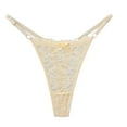 thumbnail image 1 of Xijirk Panties for Women,Low Rise Lace Thong Underwear with Bow Tie Hollow Out Design Comfortable Breathable Fit for Casual Wear,Womens Underwear,Beige,XS, 1 of 2