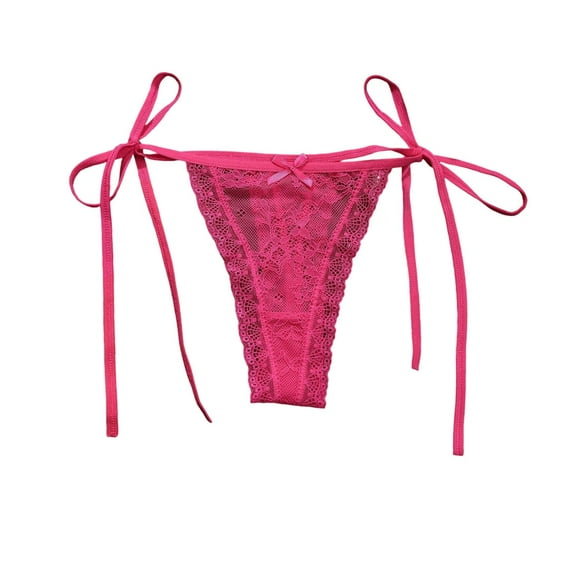 Xijirk Panties for Women,Lace Thong Panties Low Rise Tie Side Hollow Out G String Breathable for Sensual Comfort,Womens Underwear,S,Hot Pink