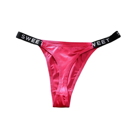 Xijirk Panties for Women,Low Rise Thong Underwear Soft Breathable Satin Seamless Panties Letter Waistband for Everyday Casual Wear,Womens Underwear,Hot Pink,S