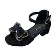 thumbnail image 1 of Xijirk Youth Girls Dress Sandals: Block Heel w/ Adjustable Bow | Non- Sole | Princess Party & Special Occasion Shoes,Size 3, 1 of 6