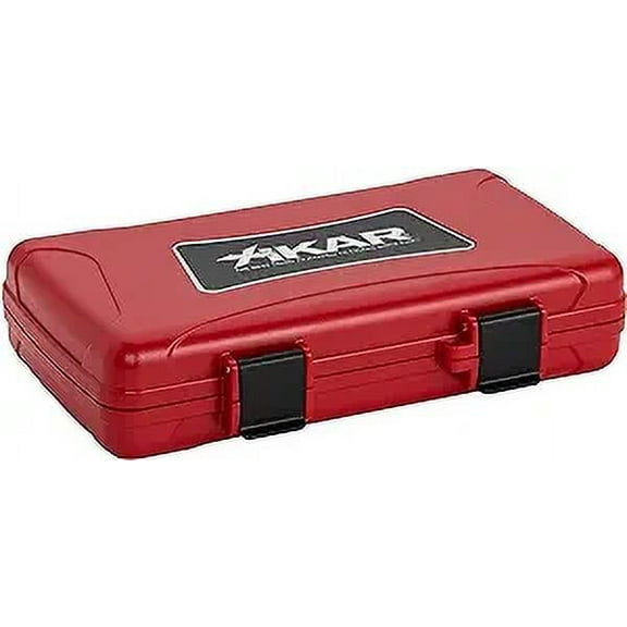 Xikar 5 Cigar Travel Humidor Case, Stainless Steel Hinges, Red