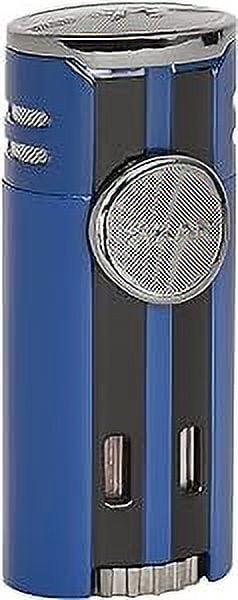 Xikar High Performance HP4 Diamond Quad Flame Cigar Lighter, in Attractive Gift Box, in-line Fuel Adjustment Wheel, Oversized Double EZ-View Fuel Window, Blue