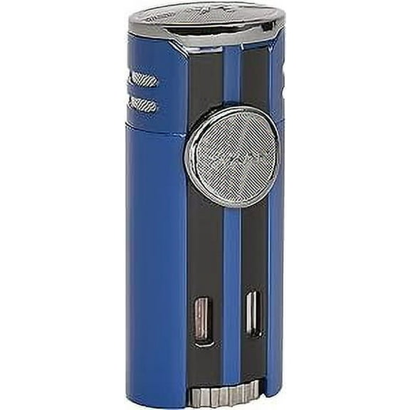 Xikar High Performance HP4 Diamond Quad Flame Cigar Lighter, in Attractive Gift Box, in-line Fuel Adjustment Wheel, Oversized Double EZ-View Fuel Window, Blue
