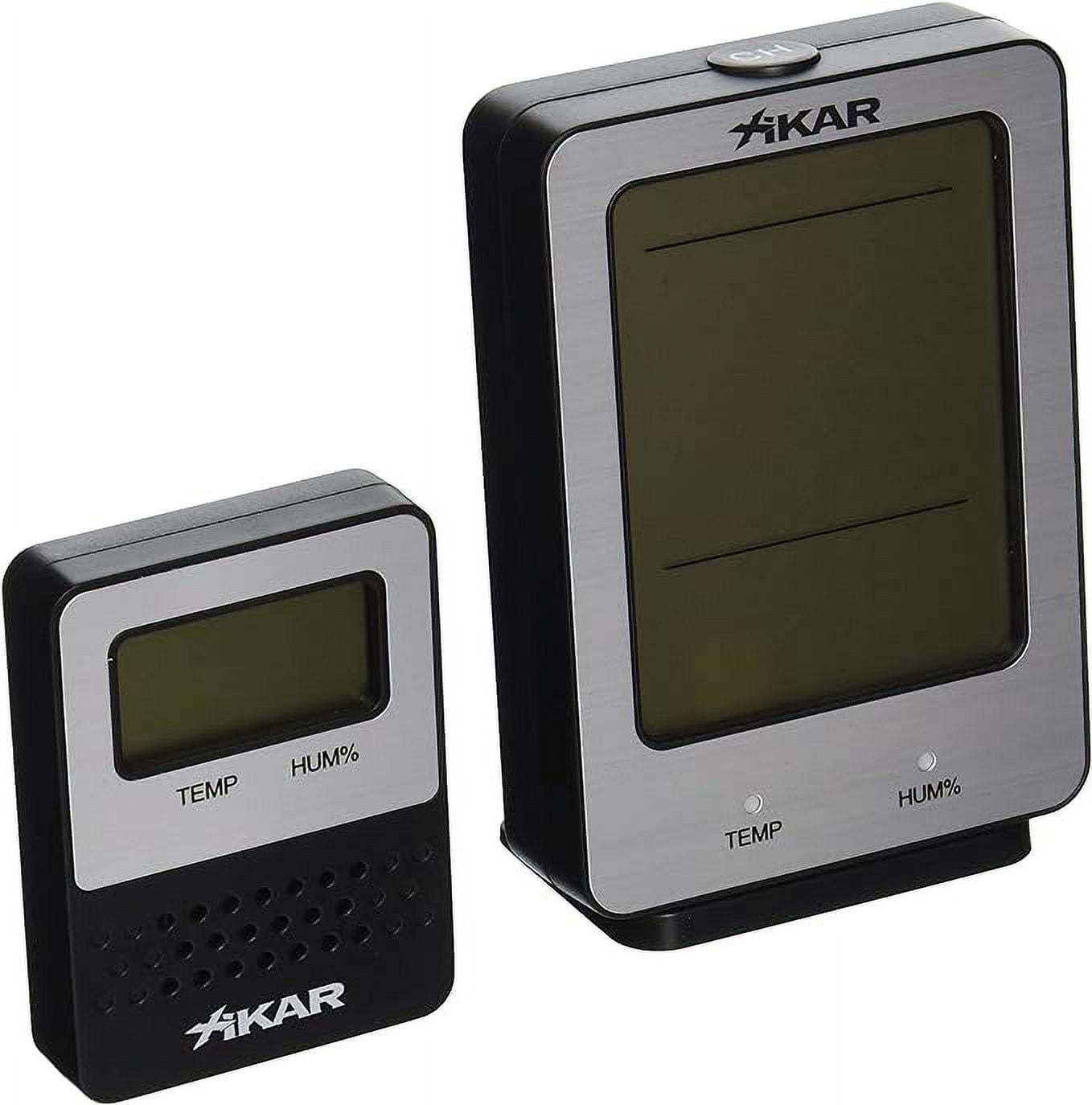 Xikar PuroTemp Hygrometer System, Humidor Temperature and Relative Humidity Display, Monitors Up to 3 Humidors, Black