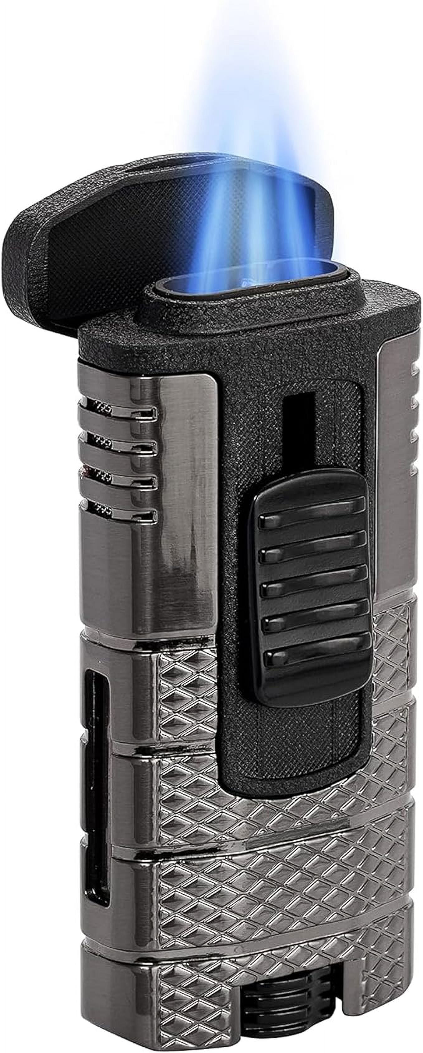 Xikar Tactical Triple Jet Flame Lighter, Ergonomic Metal Body, Gunmetal & Black