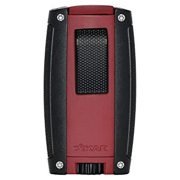 Xikar Turismo Double Jet Flame Cigar Lighter, Attractive Gift Box, Pocket-Friendly, Protective Flip-Lid, Over-Sized Fuel Tank, Matte Red