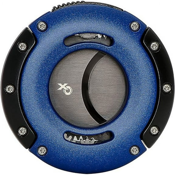 Xikar XO Double Guillotine Cutter, Dual Stainless Steel Blades, Black & Blue