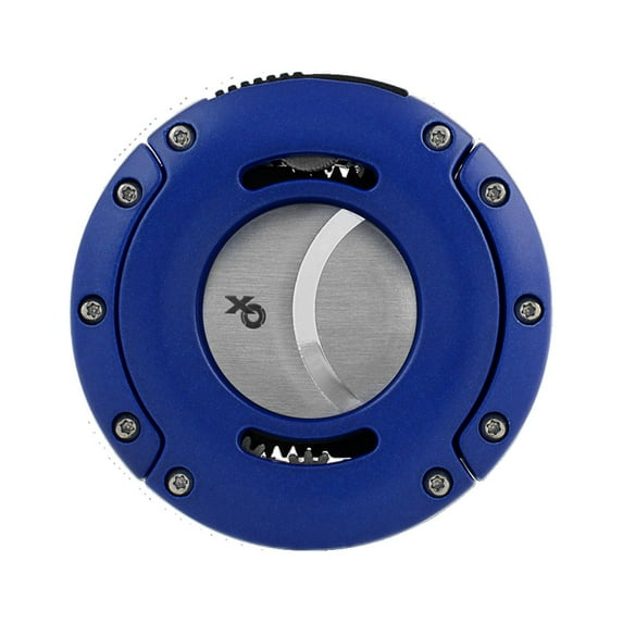 Xikar XO Double Guillotine Cutter, Dual Stainless Steel Blades, Blue & Silver