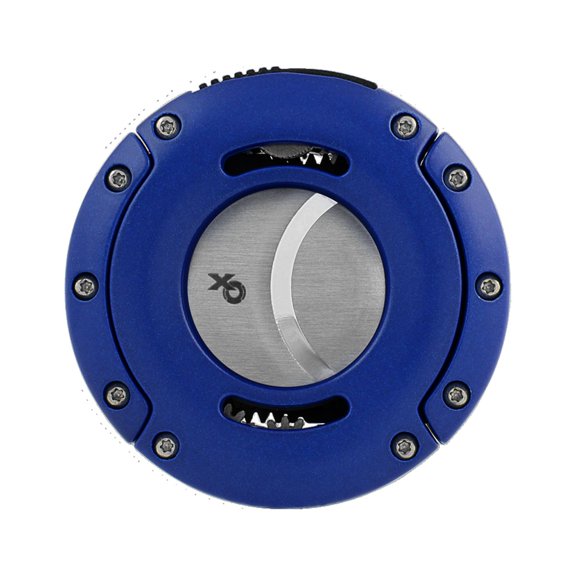 Xikar XO Double Guillotine Cutter, Dual Stainless Steel Blades, Blue & Silver