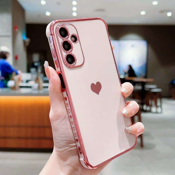 Xilaimi for Samsung Galaxy A17/A26 5G Phone Case, Soft Cute Shockproof Slim Phone , Love Heart Plating TPU Shockproof Case for Samsung A17/A26,Girls Women ,Pink