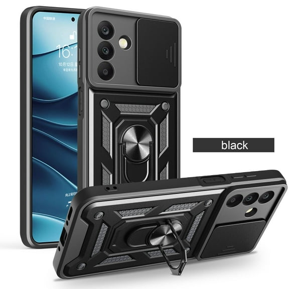 Xilaimi For Samsung Galaxy A26 5G A17 5G Case, A26 5G Case with Slide Camera Cover, 360 Full BodyMilitary-Grade Phone Case with Upgrade Kickstand for Samsung A17 5G, Black