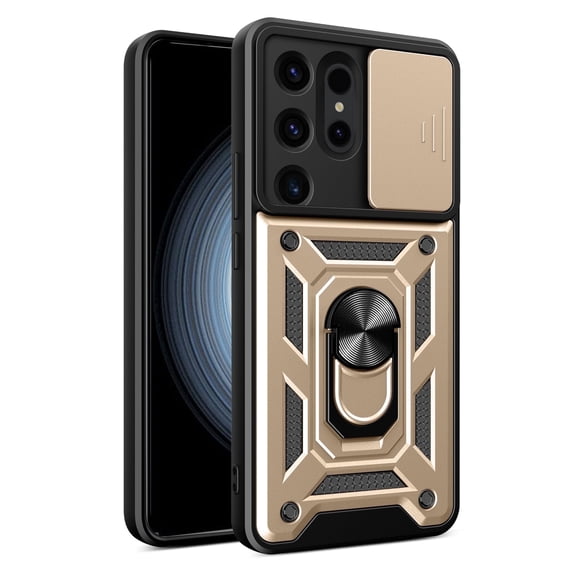 Xilaimitoo For Galaxy S24 Ultra 5G Case, with Slide Camera Cover, Full Body Military-Grade Phone Case with Upgrade Kickstand for S24 Ultra 5G, Gold